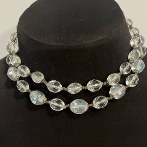 VTG Miriam Haskell Leaded Rock Faceted Crystal 2 Tier Necklace Choker Spring Fun